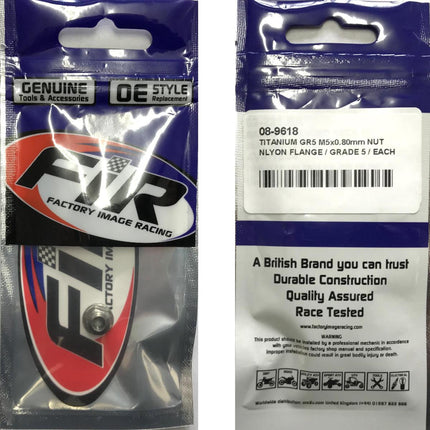 Titanium GR5 M5X0.80mm Nut, Nylon Flange / Grade 5 / Each