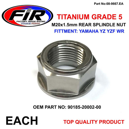 Titanium GR5 Rear Spindle Nut, M20x1.50 Yam Kaw 90185-20002, Each / / 92210-0939