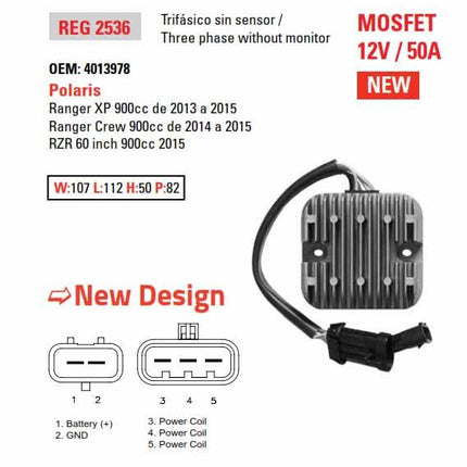 Rectifier Regulator 13-16 Polaris Rzr Ranger Xp Turbo Crew 900 1000 Mosfet 4013978 APO6036