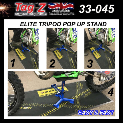 Elite Tripod Pop Up Stand, Big Feet / Gloss Red / Tag-z, MX Stand Pit Paddock Enduro
