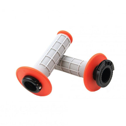 Lock On Grip Set 16-18 KTM Husq 4-STROKE, Half Waffle Soft Grey/orange, Odi Style, FIR