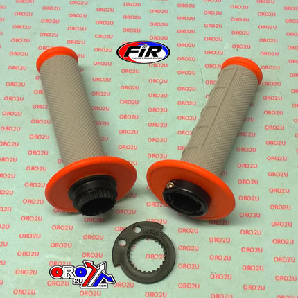 Lock On Grip Set 16-18 KTM Husq 4-STROKE, Half Waffle Soft Grey/orange, Odi Style, FIR
