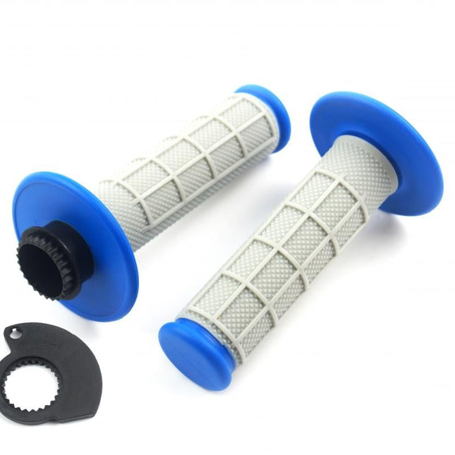 Lock On Grip Set 17-22 KTM Husq 2-STROKE, Half Waffle Soft Grey/blue, Odi Style, FIR