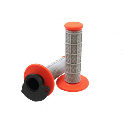 Lock On Grip Set 17-22 KTM Husq 2-STROKE, Half Waffle Soft Grey/orange, Odi Style, FIR