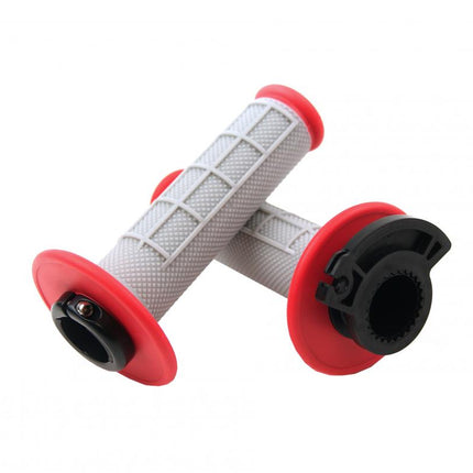 Lock On Grip Set KTM Husq Honda, Half Waffle Soft Grey/red, Odi Style, FIR