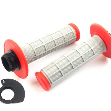 Lock On Grip Set KTM Husq Honda, Half Waffle Soft Grey/red, Odi Style, FIR