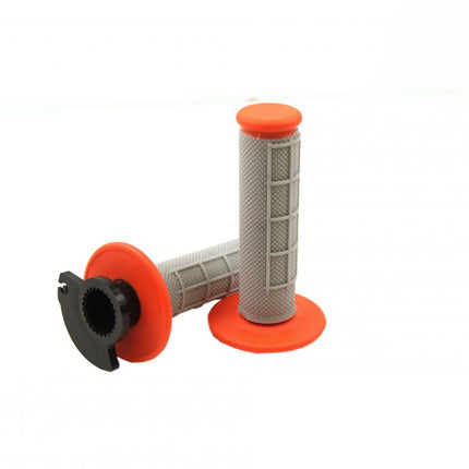 Lock On Grip Set KTM Husq Honda, Half Waffle Soft Grey/orange, Odi Style, FIR