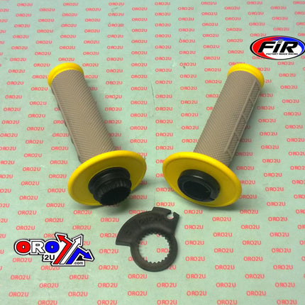 Lock On Grip Set KX RM YZ, Half Waffle Soft Grey/yellow, Odi Style, FIR