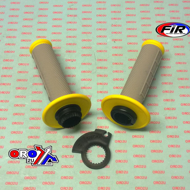 Lock On Grip Set KX RM YZ, Half Waffle Soft Grey/yellow, Odi Style, FIR