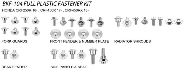 Plastic Bolt Kit Honda Style, Full Plastic Fastener Kit