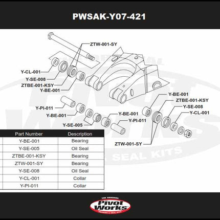 Swingarm Bearing Kit YZ WR, [pivot Works PWSAK-Y20-421] Yamaha Yzf, PWSAKY20421