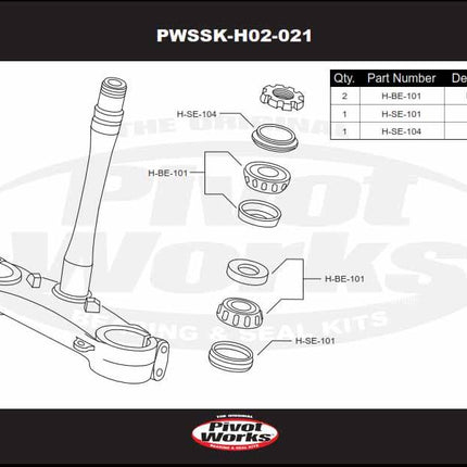 Steering Stem Bearing Kit 92-20 Honda Tm CR CRF En MX Smr Smx Pivot Works PWSSK-H02-021