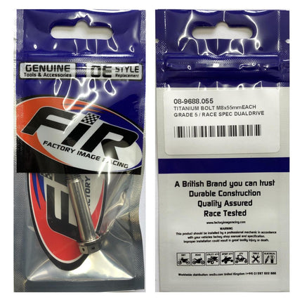 Titanium Bolt M8x55mmEACH, Grade 5 / Race Spec Dualdrive