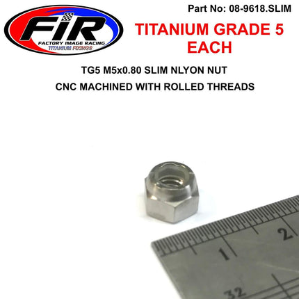 Titanium M5x0.80 Slim Nylon Nut, Each / Brake & Clutch Lever Nut