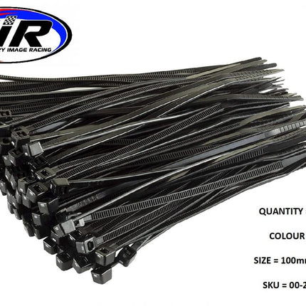 Nylon Cable Zip Ties - Black, 100mm x 2.5mm - Pack Of 1000