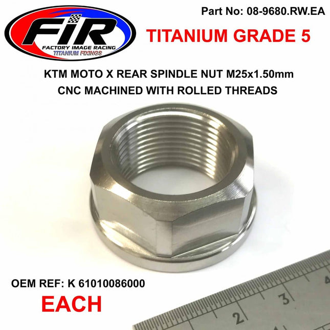 KTM New Rear Spindle Nut M25X1.5, Titanium GR5 / Sx Xc Sc-f Xc-f, 61010086000