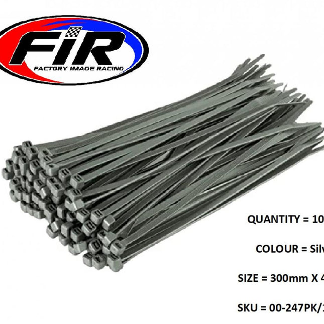Nylon Cable Zip Ties - Silver, 300mm x 4.8mm - Pack Of 100