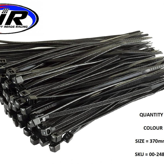 Nylon Cable Zip Ties - Black, 370mm x 4.8mm - Pack Of 100