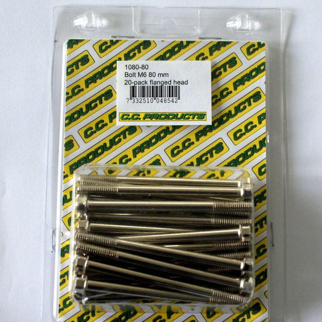 M6 x 80mm Flange Bolt, Pack Of 20