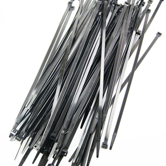 Nylon Cable Zip Ties - Black, 370mm x 7.6mm - Pack Of 100