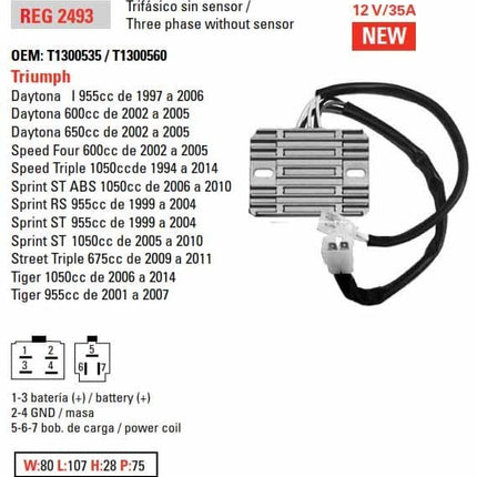 Regulator 12V 35A, Triumph, Dze 02493-04
