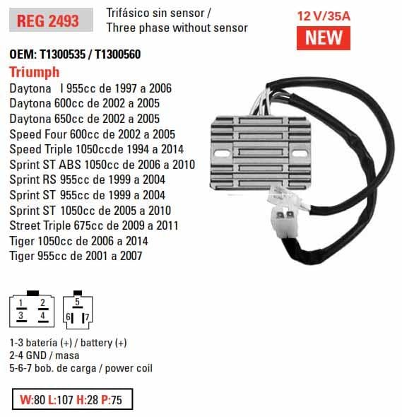 Regulator 12V 35A, Triumph, Dze 02493-04
