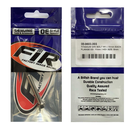 Titanium GR5 Bolt M6 x 55mm Each, Flange OD: 11mm / Hex Size: 8mm, /