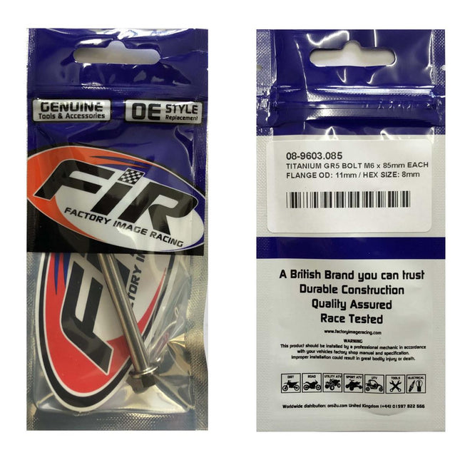 Titanium GR5 Bolt M6 x 85mm Each, Flange OD: 11mm / Hex Size: 8mm, /