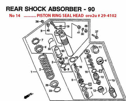 Rcu Piston Ring Showa 44x8.00x1.20T, HKA42-250-L