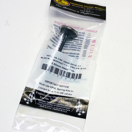 Valve Intake CRF250R 16-17, Kibblewhite 30-32412, 14711-KRN-A40, Honda MX