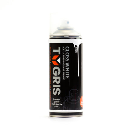Tygris Gloss White Aerosol Spray Paint 400ml Acrylic RAL9010