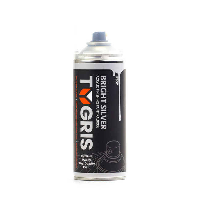 Tygris Bright Silver Aerosol Spray Paint 400ml Acrylic RAL9006