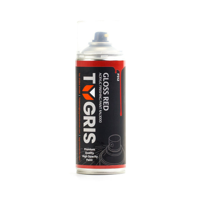 Tygris Gloss Red Aerosol Spray Paint 400ml Acrylic RAL3000