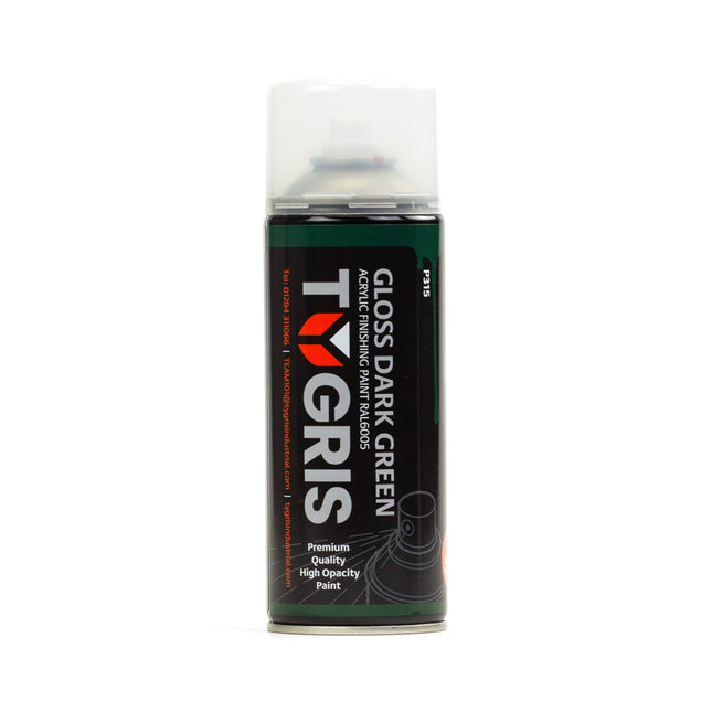 Tygris Gloss Dark Green Aerosol Spray Paint 400ml Acrylic RAL6005