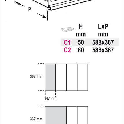 Thermoformed Trays for Small Items 50mm for Roller Cabs RSC22 RSC23 RSC23C - Beta Tools VP1